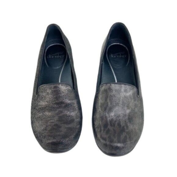 Dansko Black Silver Metallic Olivia Leopard Slip On Shoes - Picture 2 of 7